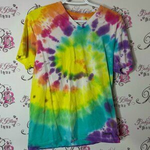 Bench Multicolor Tie-Dye T-Shirt rainbow swirl stretchy Vneck